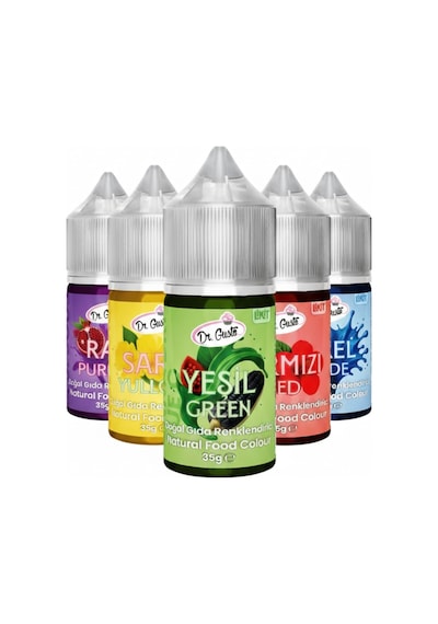 Doğal Sıvı Gıda Boyası 5x35 Gr Mavi Sarı Mor Kırmızı Yeşil
