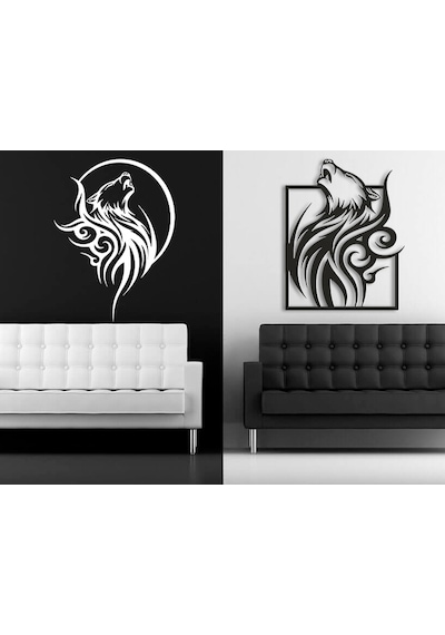 Tribal Kurt / Tribal Wolf 3d Duvar Dekoru - Şık Ve Minimalist Tasarım 19cm