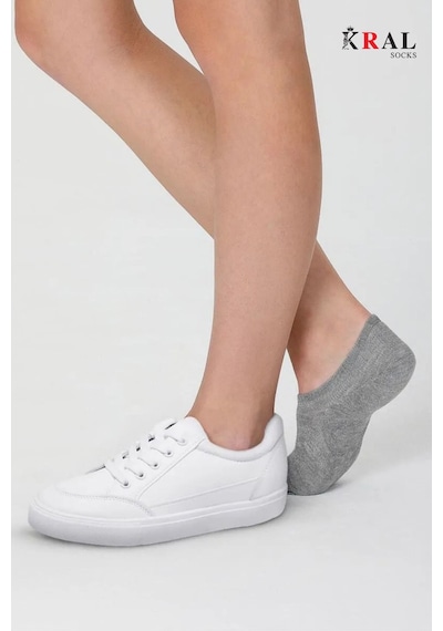 Kral Socks Pamuklu Terletmez Unisex Sneaker Çorap 6 Çift - Beyaz - Gri - Siyah