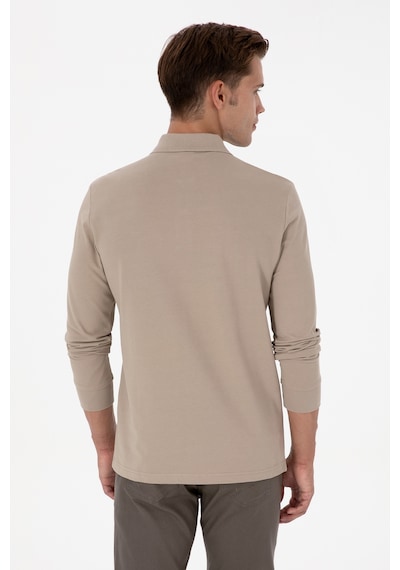 U.S. Polo Assn. Erkek Regular Fit Polo Yaka Koyu Bej Basic Sweatshirt 50315941-VR088