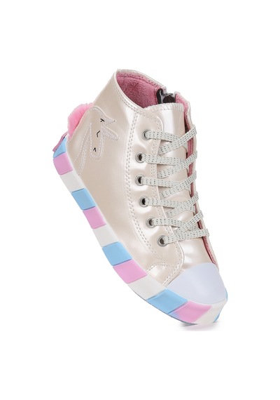 Kiko Kids Unicorn Fermuarlı Kız Çocuk Spor Ayakkabı Gümüş