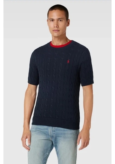 Polo Ralph Lauren Yuvarlak Yaka Saç Örgü Triko Lacivert