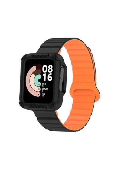 Xiaomi Redmi Watch 2 Silikon Kordon Zore Krd-105 Strap Kayış-siyah-turuncu