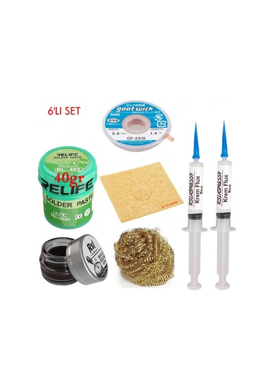 Relıfe Rl-402 Krem Lehim 183 C 40gr Havya Uç Temizleyici Seti Flux Lehim Toplama Cp-2515 Emme Teli Vs Set04