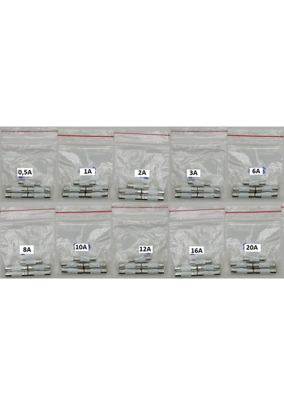 Yate10 5x20 Seramik Sigorta Seti 50x 10 Tür Poşetliyate10 5x20 Se