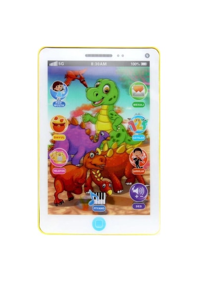 Dinozor Temalı Eğitici Sesli Dil Ve Motor Becerisi Geliştirici İnteraktif Oyuncak Tablet