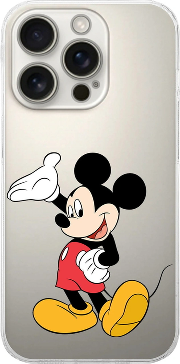 Apple Uyumlu iPhone 16 Pro İle Mickey Mouse 3 Baskılı Kamera Korumalı Şeffaf Kılıf