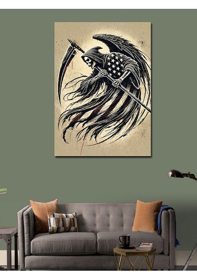 Kanvas Tablo Ölüm Figürü Ve Tırpan 50cmx70cm