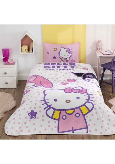 Taç Lisanslı Hello Kitty&friends Pamuk Tek Kişilik Pike Takımı 000000001000051396 Çok Renkli