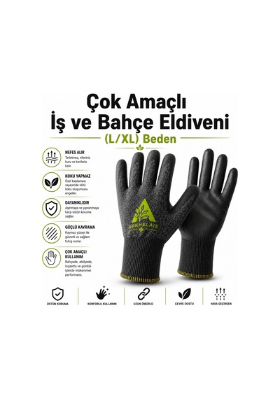 Bahçe Bakım Seti Üçlü Budama Makası Hasat Makası Eldiven 3 Parça - L/xl / Gri