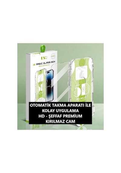İphone 15 Plus İle Uyumlu Otomatik Takma Aparatlı Şeffaf / Hd Temperli Ekran Koruyucu Kırılmaz Cam