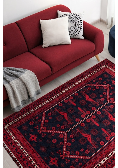 Kırmızı Renkli Afgan Tarzı Altı Kaymaz Şönil Kilim-57