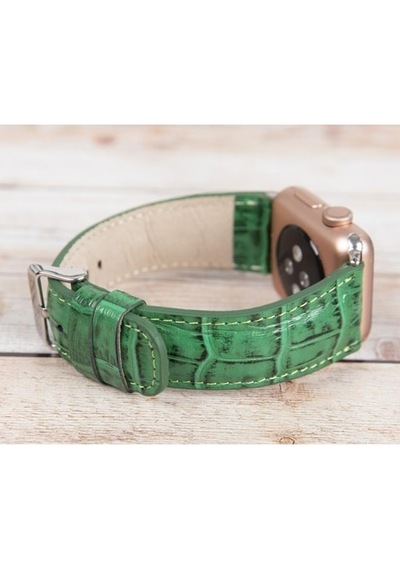Bouletta Apple Watch Uyumlu Deri Kordon 42-44-45Mm Croco Yk04 Yeş