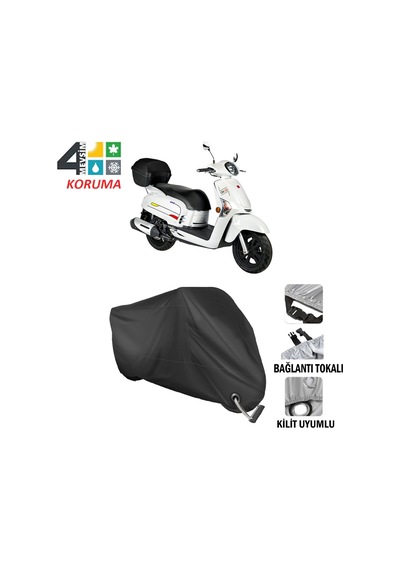 Kymco Like 200I Motosiklet Brandası ( Kilit Uyumlu - Siyah