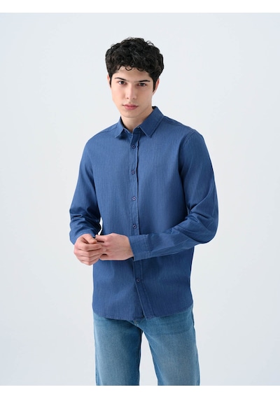 Loft Regular Fit İndigo Erkek Gömlek Lf2038615 İndigo