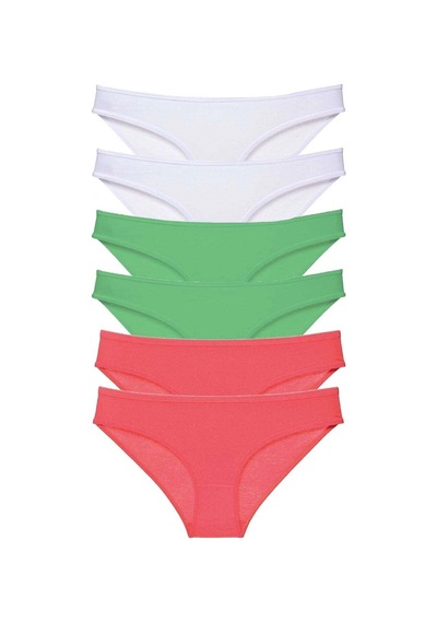 6 Adet Süper Eko Set Likralı Kadın Slip Külot 552 Çok Renkli