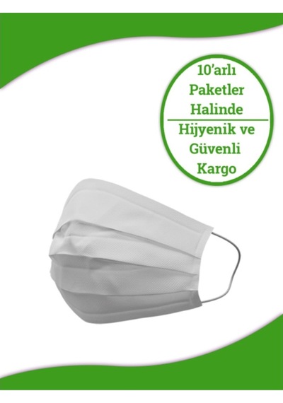 Yoko Beyaz Renkli Maske 3 Katlı 100 Adet Beyaz Maske