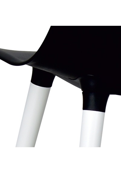 Vilinze Eames Beyaz Ahşap Ayak Plastik Siyah Sandalye
