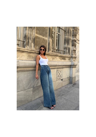 Zdnjeans Kadın Yüksek Bel Kot Pantolon Koyu Mavi