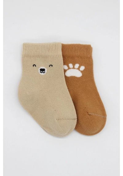 Bear Penye Soket Çorap 2'li Bej Renkli Çok Renkli