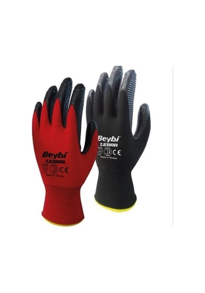 Beybi Zebra Iş Eldiveni 10 Numara Kirmizi 12 Çift