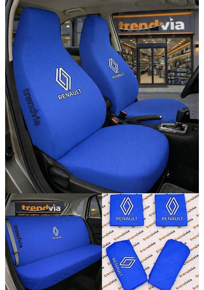 Renault Yeni Logolu Oto Koltuk Kılıfı Ön Arka Set Penye Universal Koltuk Koruyucu Servis Kılıfı 52897973