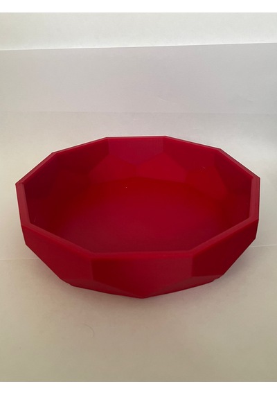 Kırmızı Köşeli Kase - Dekoratif Kase 15 Cm 3d Baskıdır- Sağlamdır