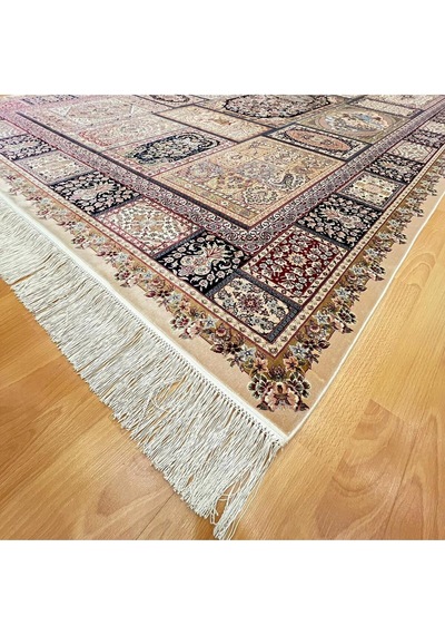 Yuvarlak Geometrik Desenli 150 X150 Cm İpek Halı Yeşil