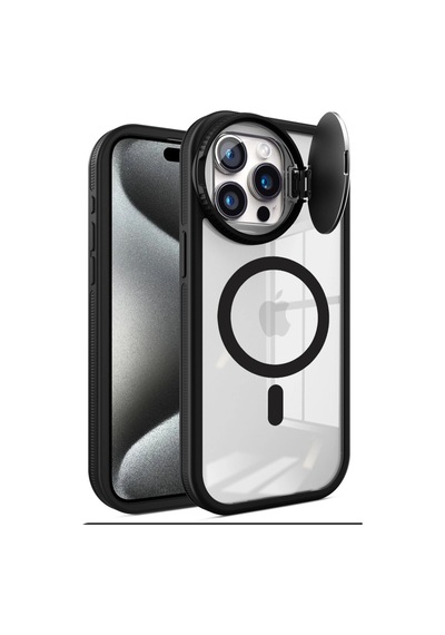 Apple  Uyumlu  iPhone 14 Pro Max Kılıf Teleskop Lens Magsafe Silikon Kapak Siyah