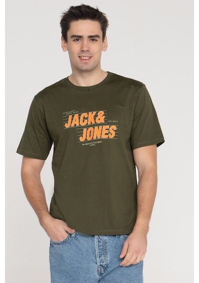 Jack & Jones Erkek Gögüs Logo Baskili %100 Pamuklu Tişört - Stars - 12255031 Forest Night