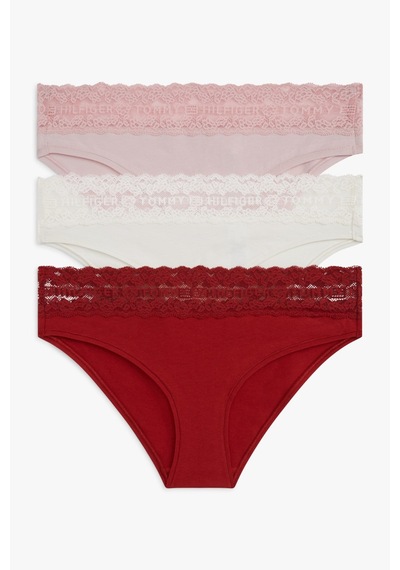 Tommy Hilfiger Kadın 3'lü Paket Bonita Pembe/fildişi/koyu Magma Külot-16022
