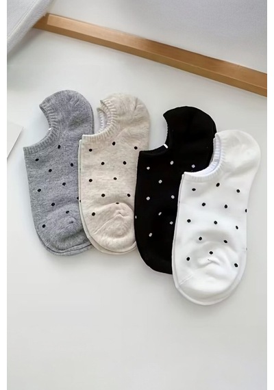 Hitit Socks Kadın 4 Çift Nokta Desenli Yüksek Pamuklu Görünme... Çok Renkli