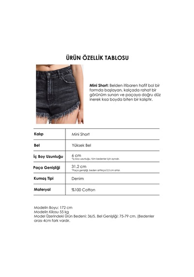 Itsbasic Kadın Koyu Füme 2s6-1 Mini Boy Denim Şort