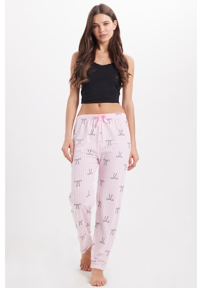 Tudors Kadın Regular Fit Klasik Kesim Viskon Beli Lastikli Fiyonk Detaylı Baskılı Pembe Pijama Altı-51005 Tudors Kadın Regular Fit Klasik Kesim Viskon Beli Lastikli Fiyonk Detaylı Baskılı Pembe Pijama Altı-51005