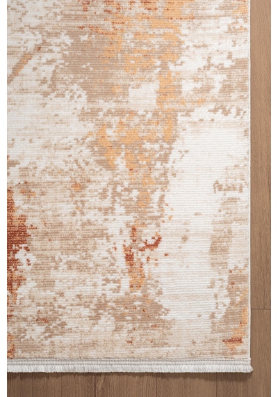 İndigo Id008t Beyaz Kahve Modern Desen Akrilik İplik Tozuaz Pamuk Taban Salon Mutfak Halısı-841 Krem-kahve