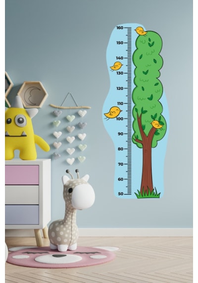 Çocuk Odası Ağaç Temalı Boy Ölçüm Cetveli Duvar Sticker