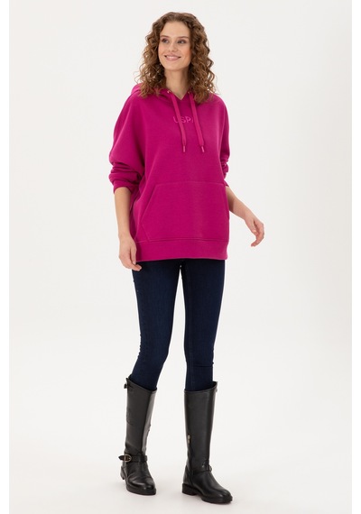U.S. Polo Assn.  Kadın Fuşya Kapüşonlu Sweatshirt 50292370-VR023