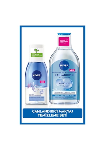 NIVEA Göz Makyaj Temizleyici 125 ML + Canlandırıcı Micellar Makyaj Temizleme Suyu 400 ML