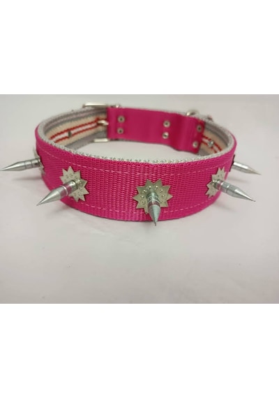 Kozaklı 10455 Çivili Süslü Köpek Tasması Pembe 70 x 4 CM