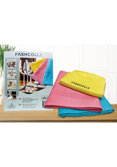 Fashcolle Mikrofiber Temizlik Bezi 3'lü X 3 Paket Toplam 9 Adet Gri - Kırmızı - Turuncu