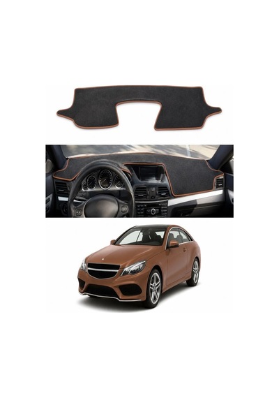 Mercedes-benz - E-serisi Coupe C207 2009-2017 Uyumlu Torpido Koruma Kılıfı - Kahverengi Şeritli