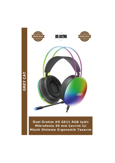 Özel Üretim Xo Ge11 Rgb Işıklı Mikrofonlu 50 Mm Çevrim İçi Müzik Dinleme Ergonomik Tasarım