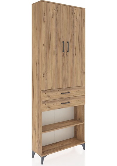 Arges Dolap 5 Raflı 2 Çekmeceli 2 Kapaklı 88x30x243 Çam-çam Çam