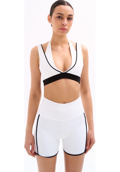 Normal People Lana - Spor Bra / Şeftali Dokulu Peach Skin Kumaş Beyaz