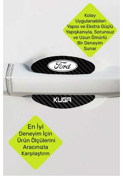 Ford Kuga Modeline Uygun Karbon Çizik Önleyici Kapı İçi Koruma Ve Şıklık Takımı Kuga Yazılı 4 Adet