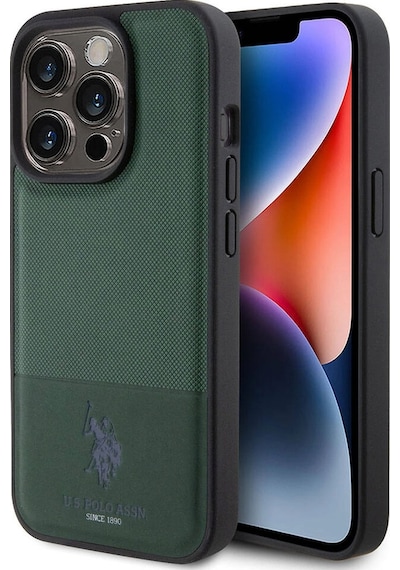 Apple Uyumlu iPhone 15 Pro Kılıf U.s. Polo Assn. Lisanslı Suni Deri Arka Yüzey Baskı Logolu Örgü De