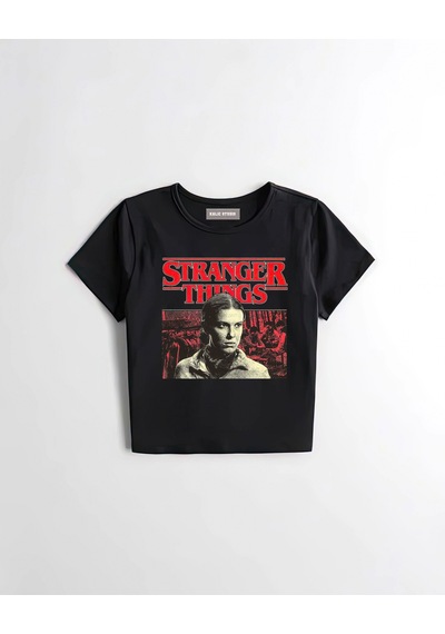 Kalic Studio Stranger Things Baby Tee Siyah