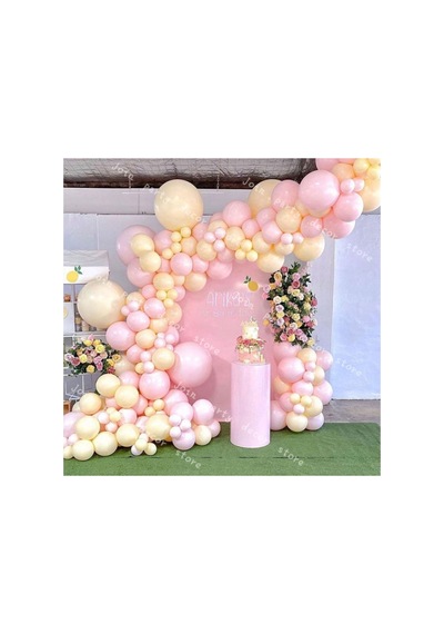 Makaron Sarı Ve Pembe Balon Zinciri 100 Adet Mix