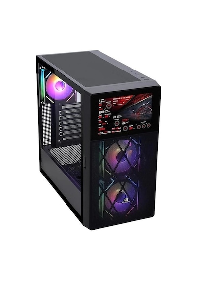 Powerboost PB-P4367BB 3 RGB Fanlı LCD Ekranlı Mid-Tower Oyuncu Bilgisayar Kasası