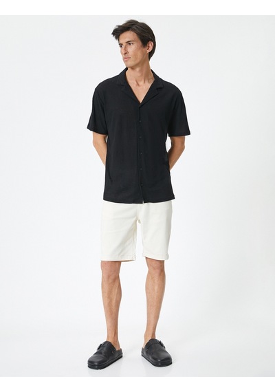 Koton Kumaş Şort Bermuda Slim Fit Düğmeli Cepli Katlı Paça Beyaz 4sam40064hw Beyaz